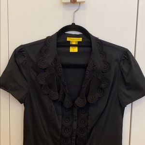 Black Lace Color Button Up
